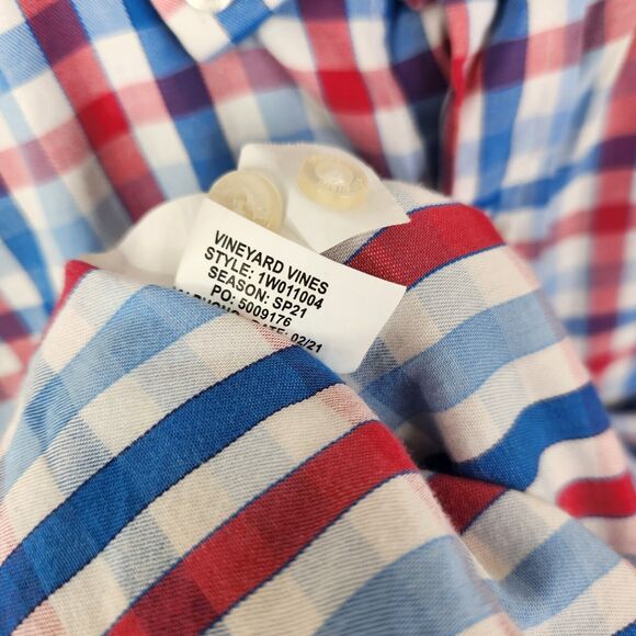 Vineyard Vines Long Sleeve Gingham Pattern Cotton Whale Shirt XS - Picture 7 of 7